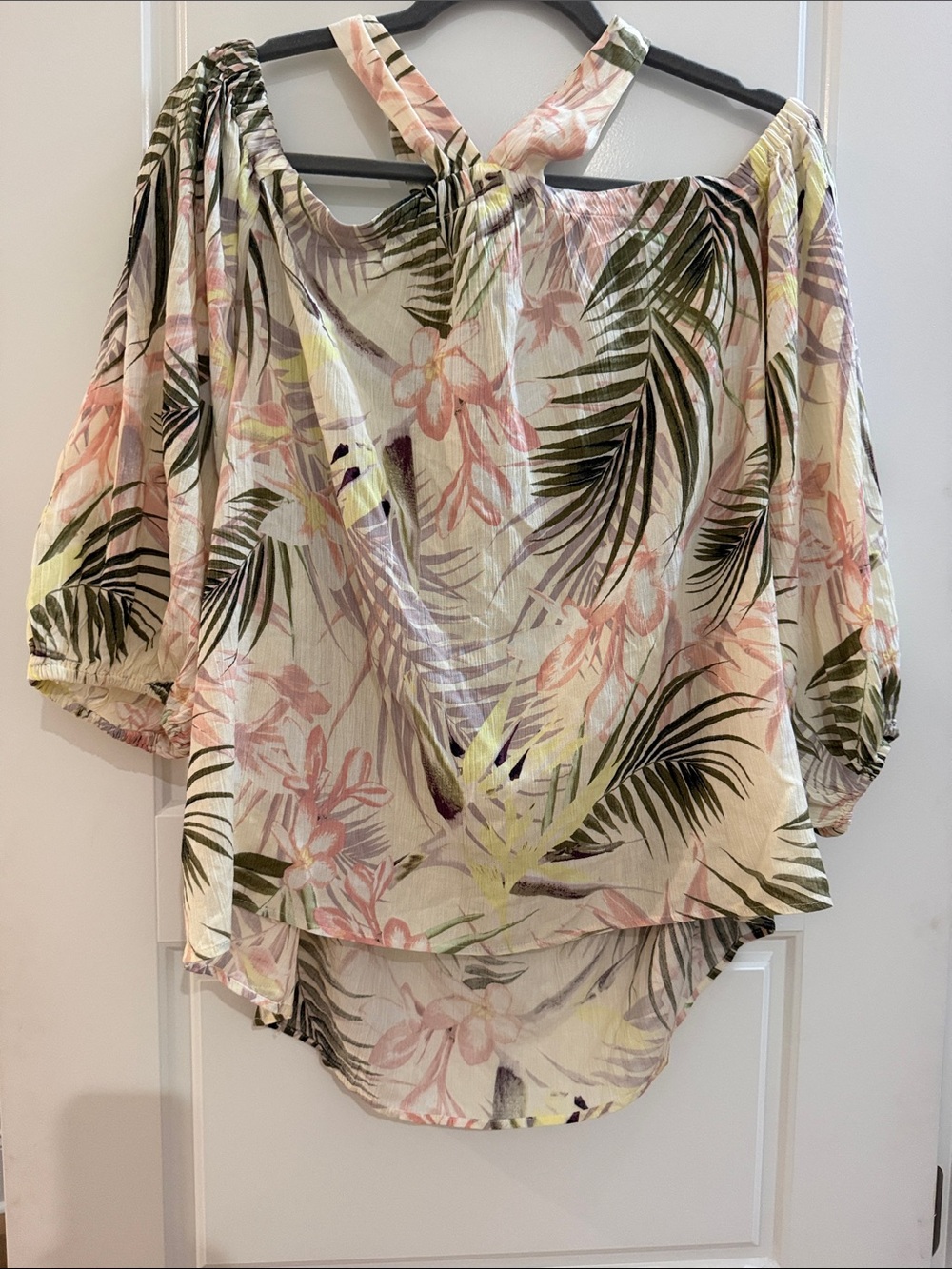 CeCe Floral Off-Shoulder Top in Cream, Pink & Green